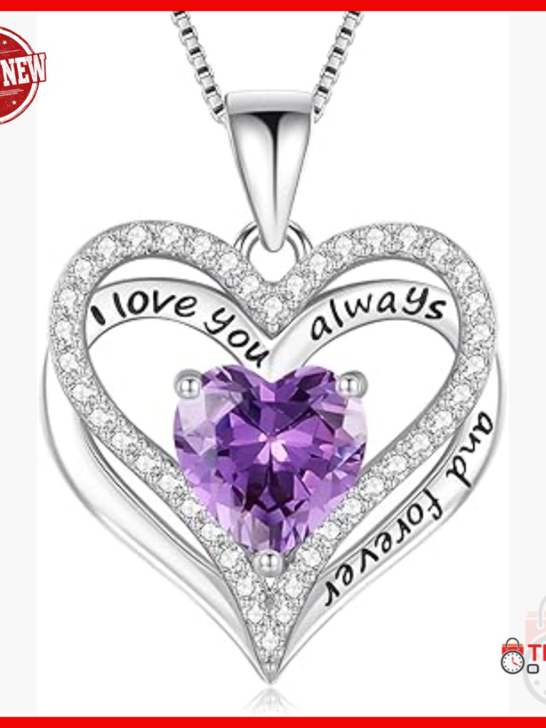 S925 Sterling Silver Heart Pendant Necklace, Birthstone Gift For Women